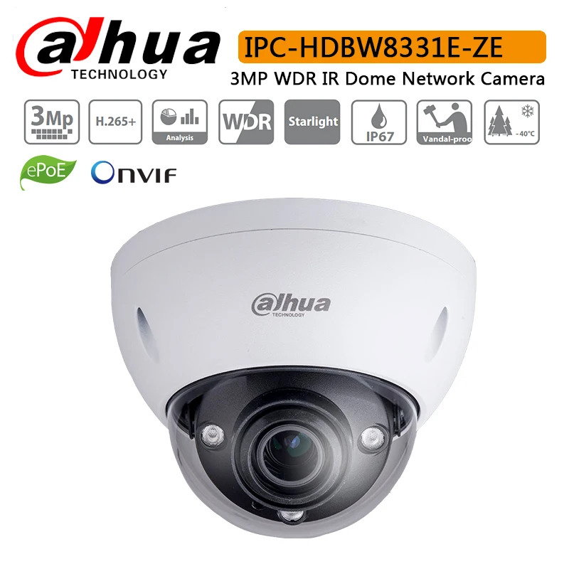 Original Dahua IPC-HDBW8331E-ZE 3MP WDR IR Dome Network Camera with Max. LEDs Length 50m IP | Безопасность и защита