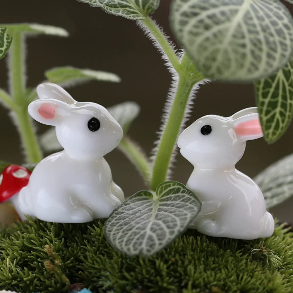 Hot 10Pcs Lovely Rabbit Resin Crafts Miniature Bonsai Plants Landscape Garden Decor | Дом и сад