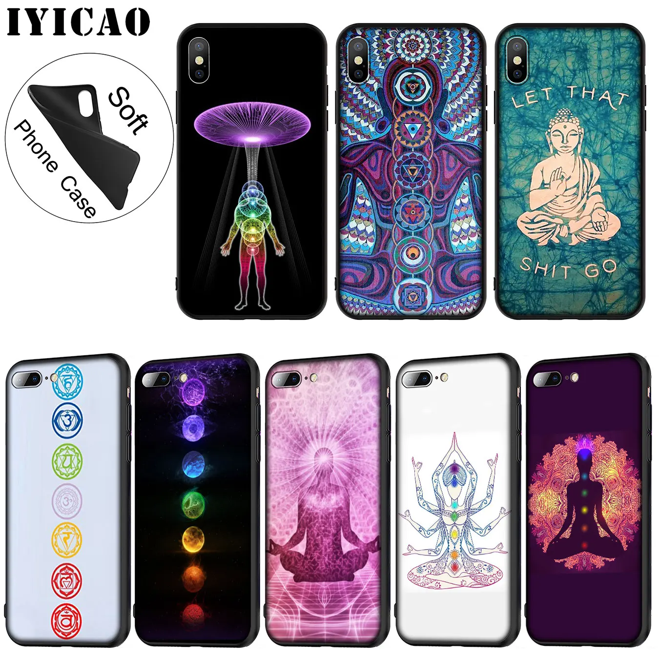 IYICAO чакра Йога модный принт Мягкий силиконовый чехол для телефона iPhone XR X XS 11 Pro Max 6