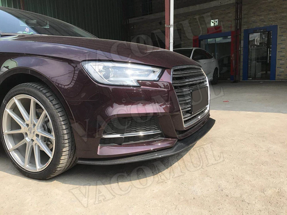 Передний бампер из углеродного волокна, спойлер для Audi A3 Sline S3 Sedan, 4 двери, не A3, стандарт, Стайлинг автомобиля