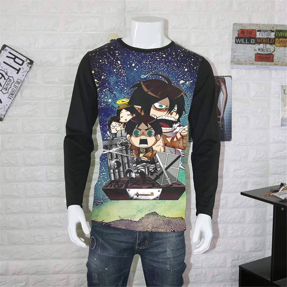 Косплей атака на Титанов футболка Shingeki No Kyojin Mikasa Levi футболки костюмы для мужчин и