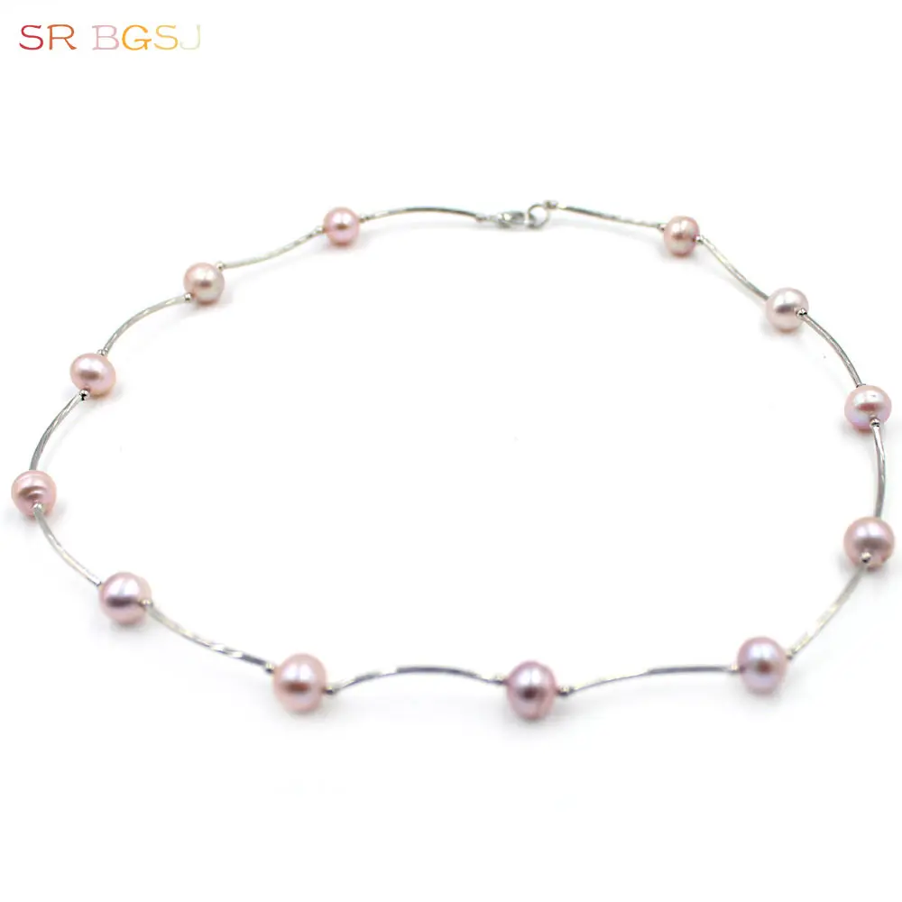 

Free Shipping 9-10mm Nearly Round Freshwater Pearl Beads Jewelry Woman Chains Necklace 18inch