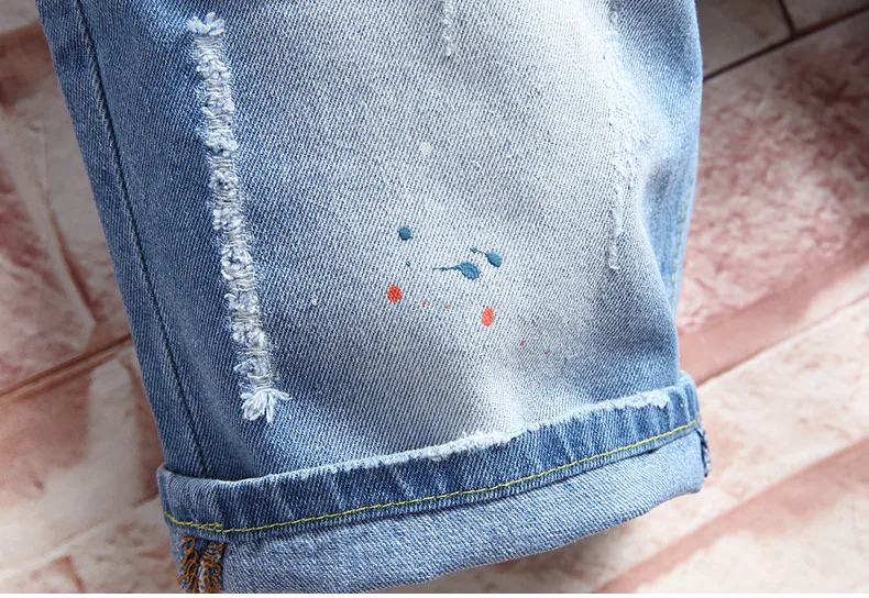 

Men Holes Denim Shorts New Summer Men Light Blue Short Jeasn Good Quality Men Cotton Thin Jean Shorts Straight Short Jeans