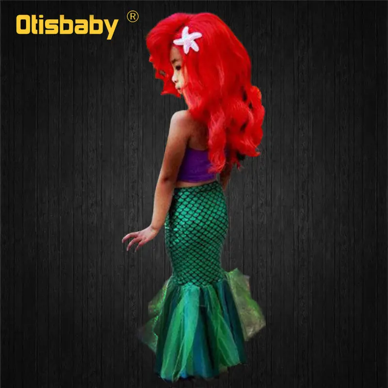 Accessories Set Летний купальный костюм принцессы Русалочки из 3 предметов; костюм для девочек; детское праздничное платье с ожерельем и париком; детское пляжное праздничное платье - Цвет: Accessories Set
