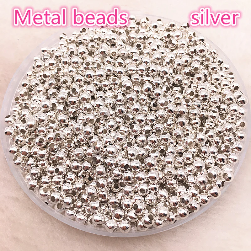 

Jewelry Findings Diy 100pcs 4mm Gold/Silver/Bronze/Silver Tone Metal Beads Smooth Ball Spacer Beads For Jewelry Making