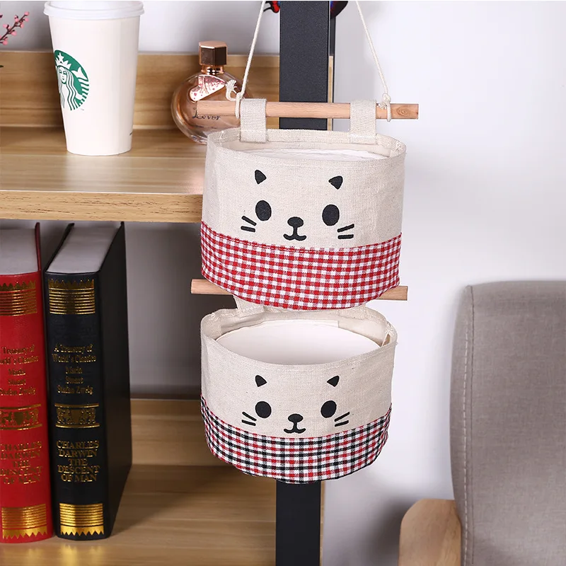 1 шт. Kawaii кошачья стена коробка для хранения ткань хлопок карманный подвесной