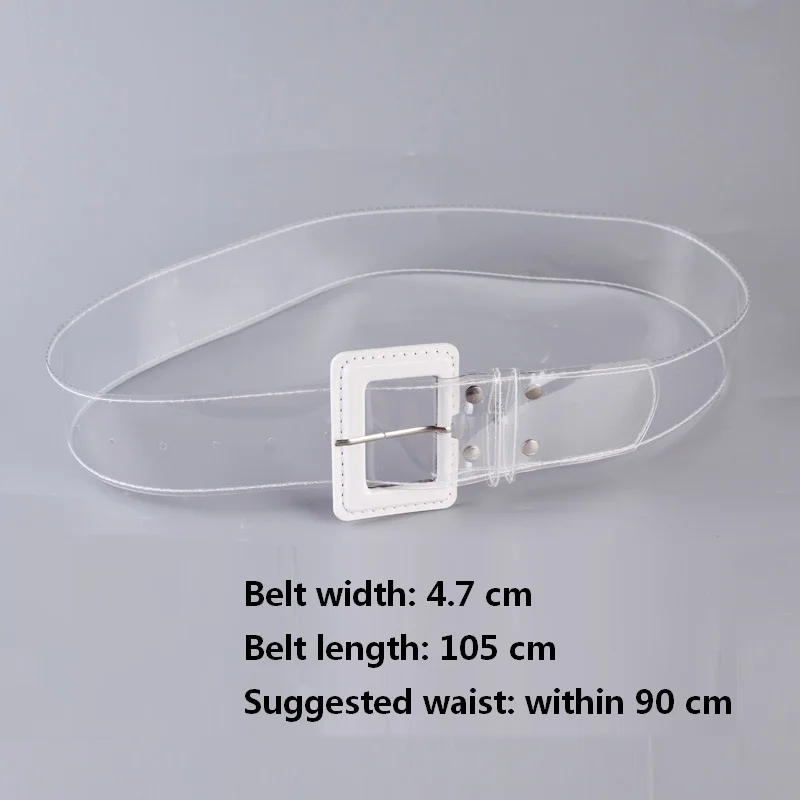 2018 новый большой квадратной пряжкой ясно пояс Для женщин лето мода ПВХ