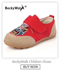 BeckyWalk/осень обувь для детей мальчиков и девочек Лоферы китайский Национальный стиль Тканевая обувь детей Противоскользящие кроссовки CSH671