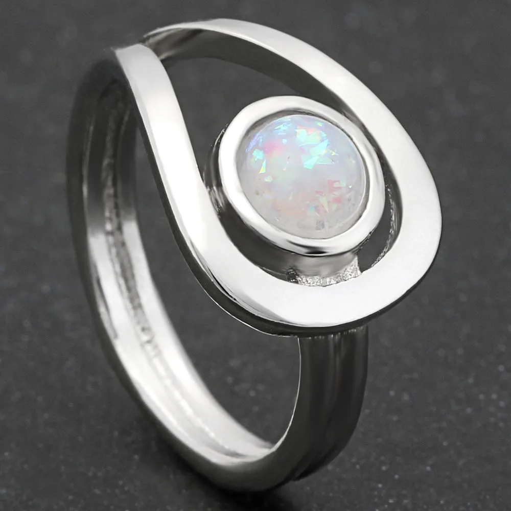 Необычный дизайн белое кольцо с огненным опалом бусины шармы обручальные