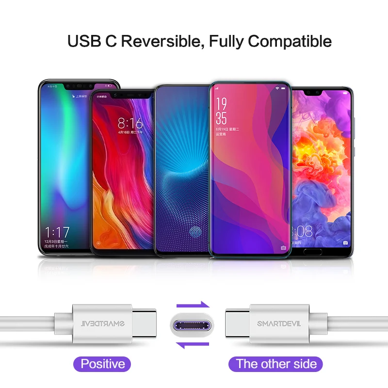 SmartDevil 5A USB Type C Fast Charging usb c Cable Type-c data Cord Phone Charger For Samsung S10 S9 S8 Note 9 8 Huawei P20 | Мобильные