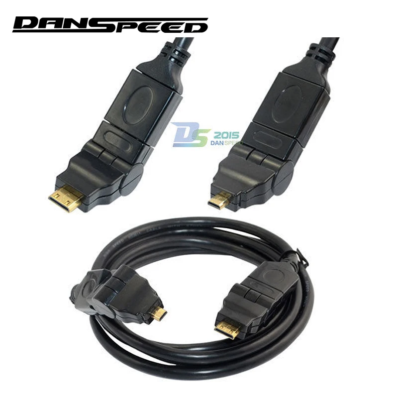 Danspeed 1 8 м 6 футов HDMI Mini Micro Male поворотный кабель 360 градусов Поворот аудио разъем