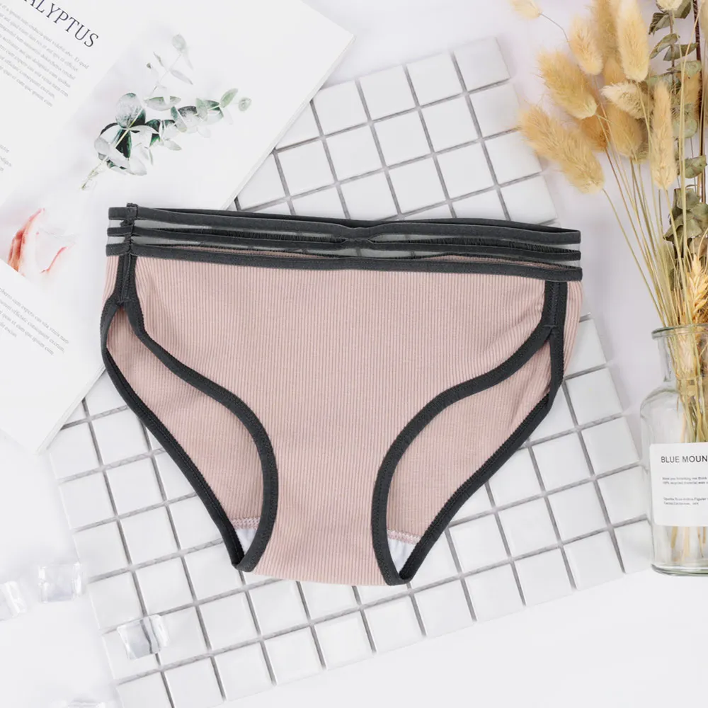 Женские хлопковые трусики с винтовой нитью женские дышащие кружевными краями