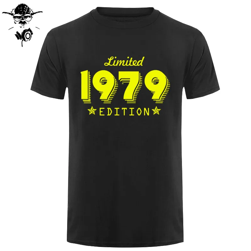 Коллекция 1979 года, модная одежда для дня рождения, ограниченный подарок, футболки с коротким рукавом и круглым вырезом для мужчин, для детей 40 лет, с коротким рукавом - Цвет: black yellow