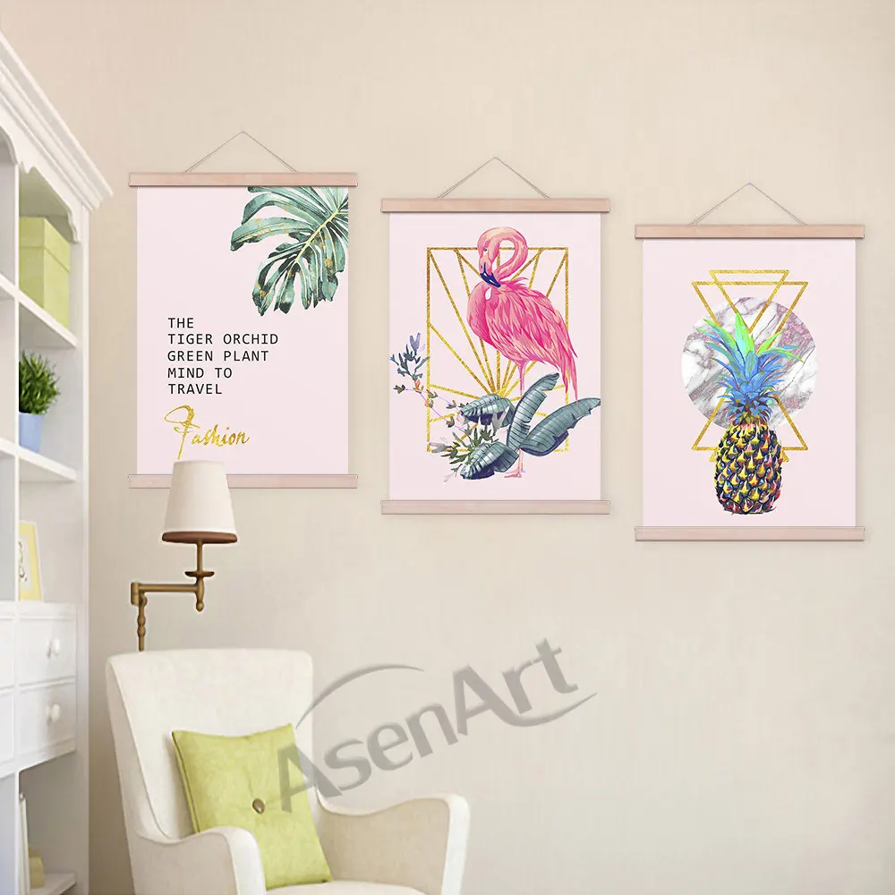Modern Wall Art Nordic Poster Flamingo Creatives Simple Style Oil Canvas Painting for Fashion Kitchen Home Decoratives Framed | Дом и сад