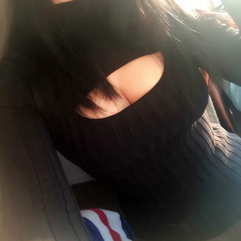 Свитер Женский вязаный черный с V-образным вырезом и длинными рукавами Осень-зима