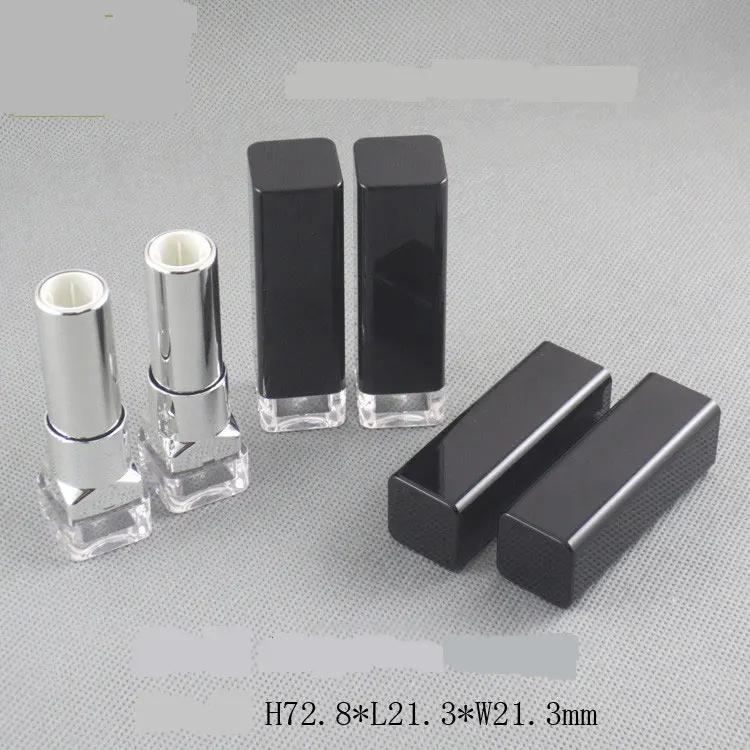 

300 Pcs/lot Empty Lipstick Tube 4ml 4g Black Tubes DIY Square Packaging Refillable Lip Gloss Lip Balm Containers Cosmetic tool