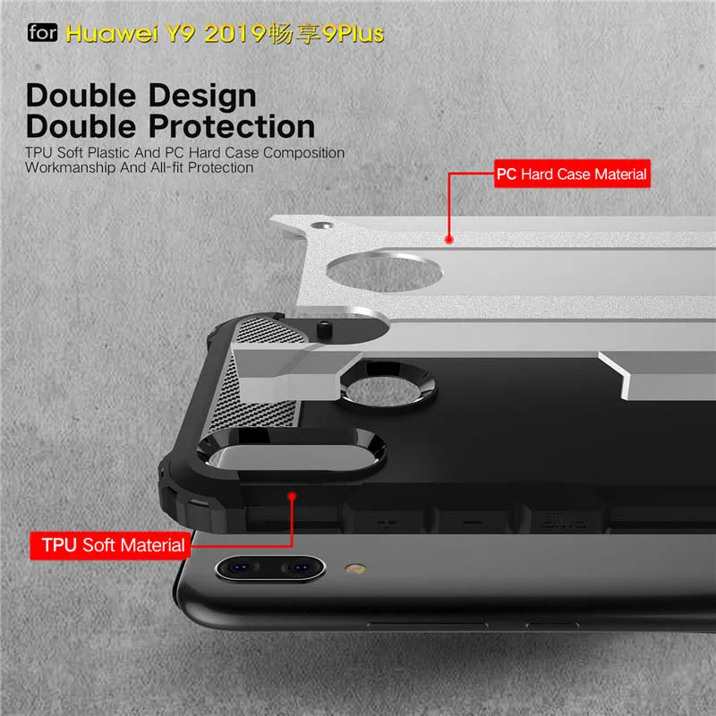Whyes для huawei Y9 2019 Броня мягкий силиконовый термополиуретан и поликарбонат крышка