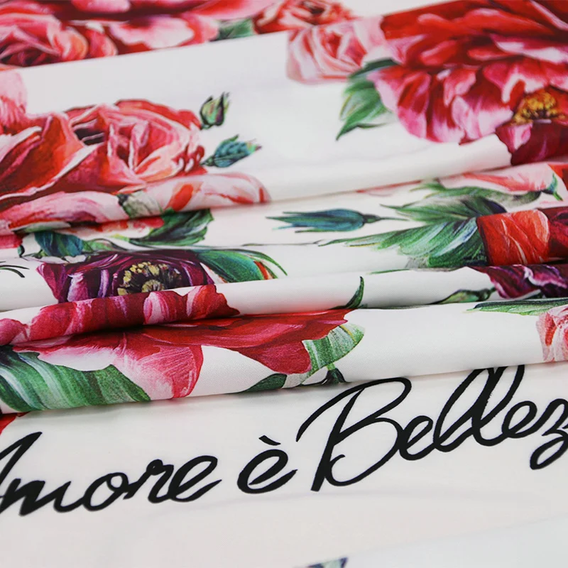 Саржа сатин саржа большой пион роза печати полиэстер стрейч атласная ткань для