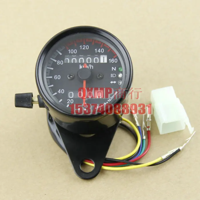 Винтаж хром черный светодиодный CAFE RACER Универсальный 0 - 160 км/ч мотоцикл Скорость