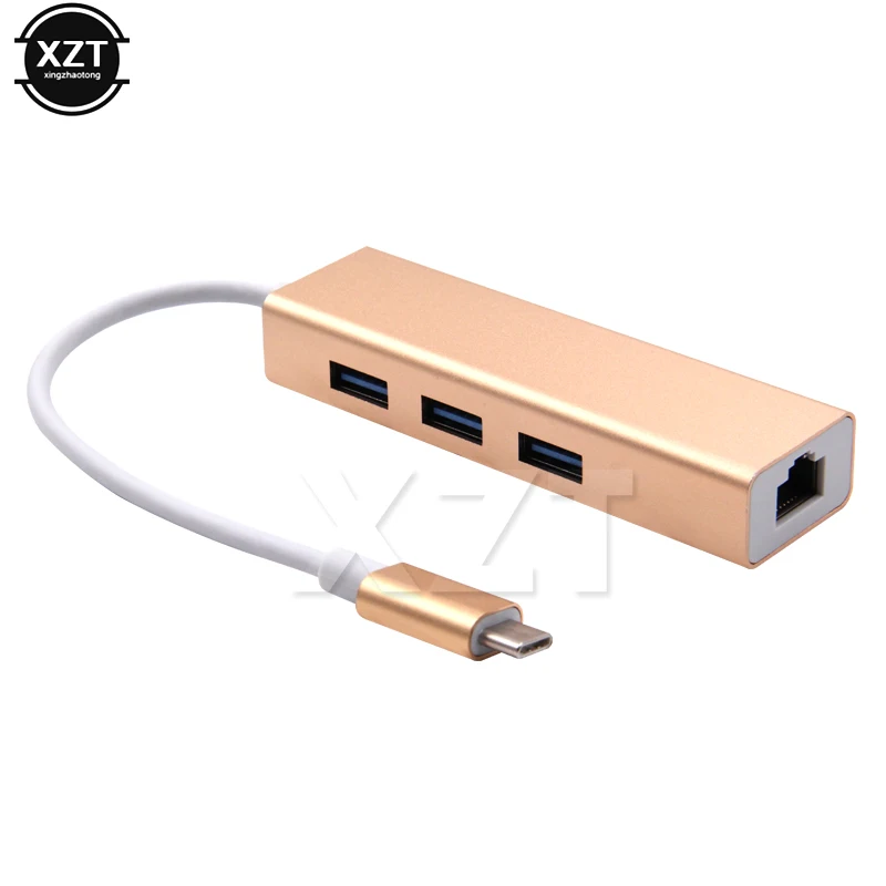 1 шт. горячая Распродажа тип-c в 3-портовый концентратор USB 3 0 с RJ45 100/1000 гигабит Ethernet