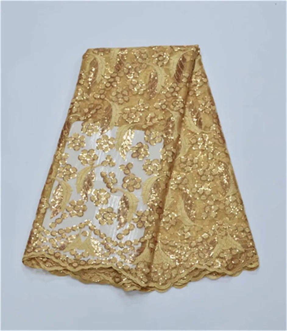 Высококачественная африканская кружевная ткань Королевский синий/Золотой