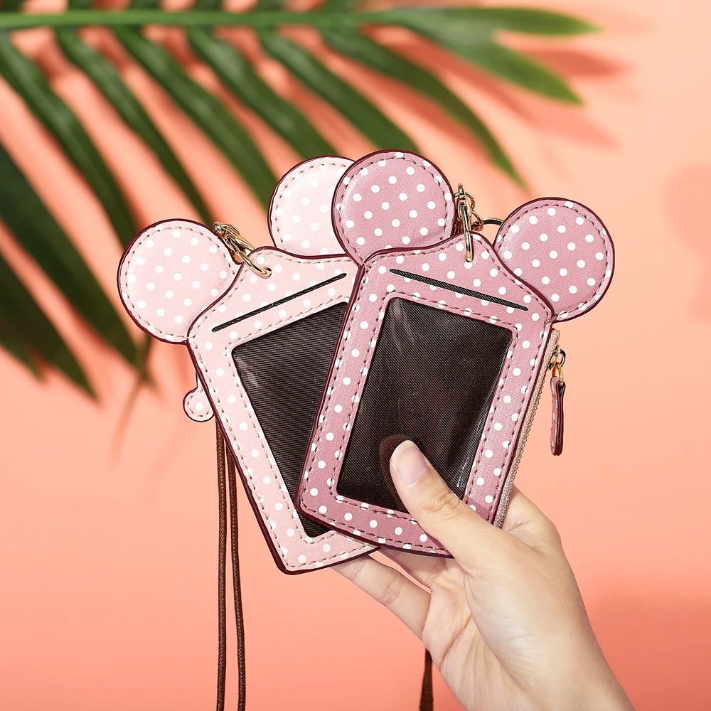 Женский держатель для карт, Женский держатель для карт для дам, милый кошелек на шею, кошельки с веревкой из искусственной кожи, кредитный держатель для карт, кошелек для монет