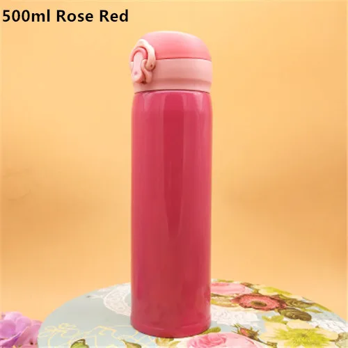 500ml Rose Red T Подарок на год Изолированная Термокружка Вакуумная чашка из нержавеющей стали 500 мл Термос-бутылка термос кофейная посуда для напитков - Цвет: 500ml Rose Red T