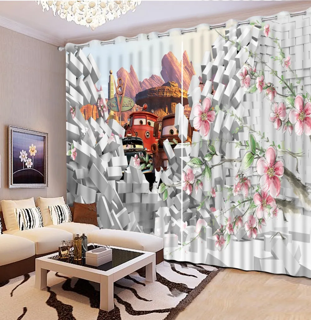 Photo Customize size brick cartoon curtains modern living room decor home decoration for bedroom | Дом и сад