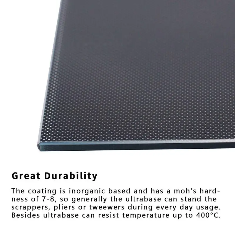 Ultra Base 3D Printer Platform,Tempered Borosilicate Glass Heat Bed Durable Build Surface 200x200x3mm for 3D Printers MK3
