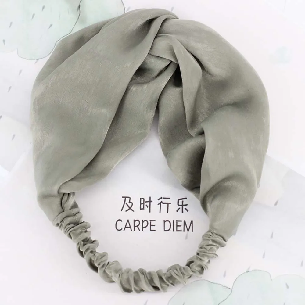 2 Hairband Лидер продаж Корея однотонная цветная атласная ткань ретро крест широкая головная повязка на голову Леди Дикий Sen аксессуары для волос - Цвет: 2 Hairband