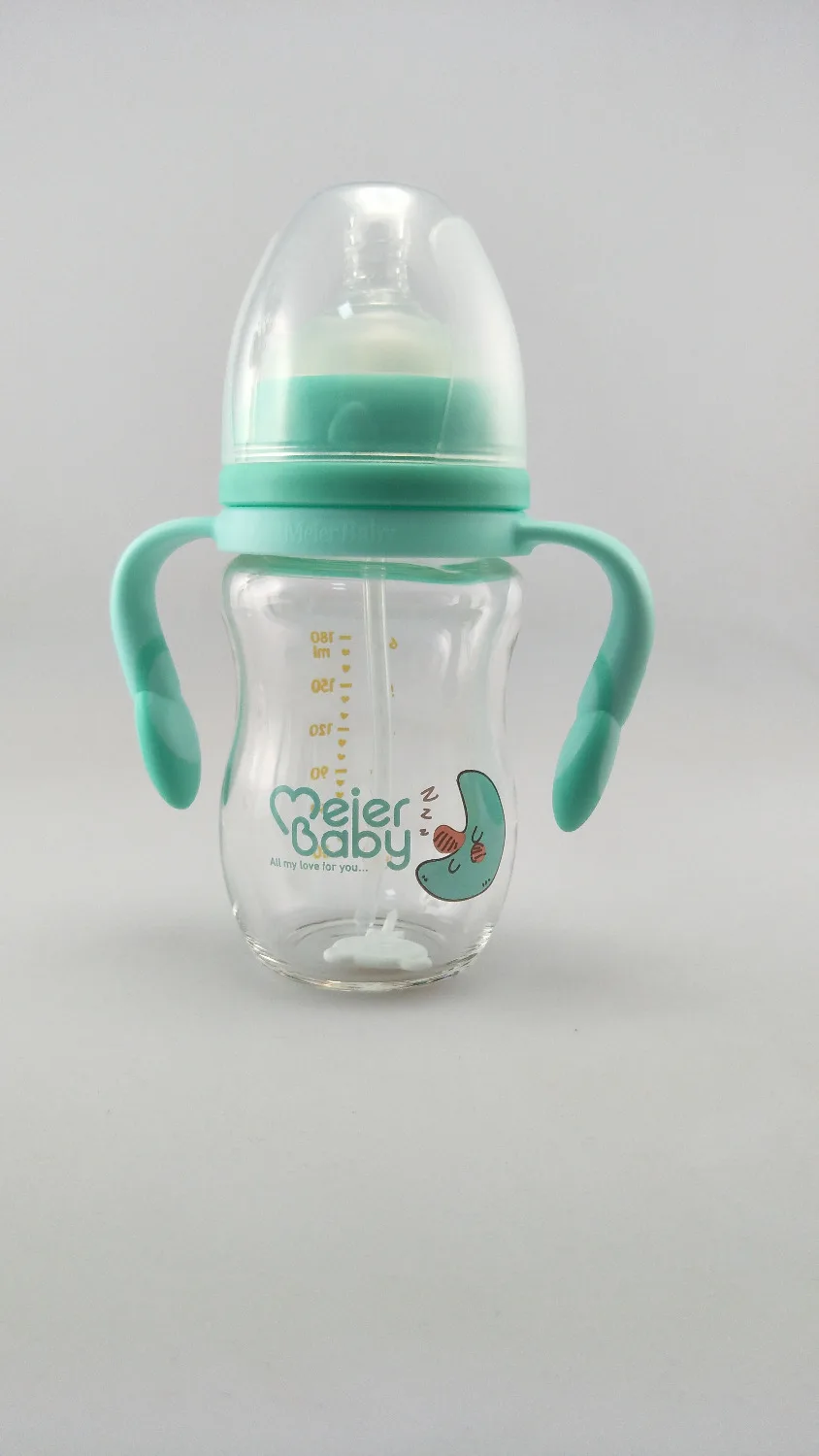 Meierbaby бутылка (M8222) Высокая боросиликатное стекло BPA бесплатно жидкий силиконовый