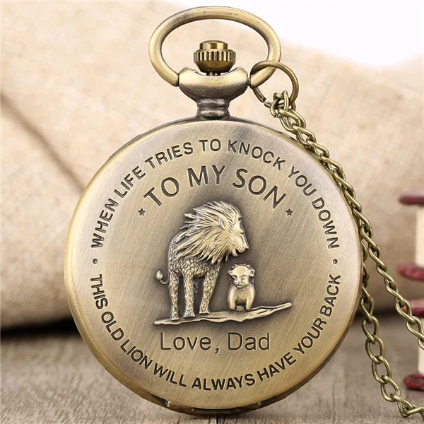 Love Dad Бронзовые индивидуальные для моего сына кварцевые карманные часы винтажные римские цифры дисплей Подвесные часы подарки на день рождения для мальчиков Прямая поставка - Цвет: Love Dad