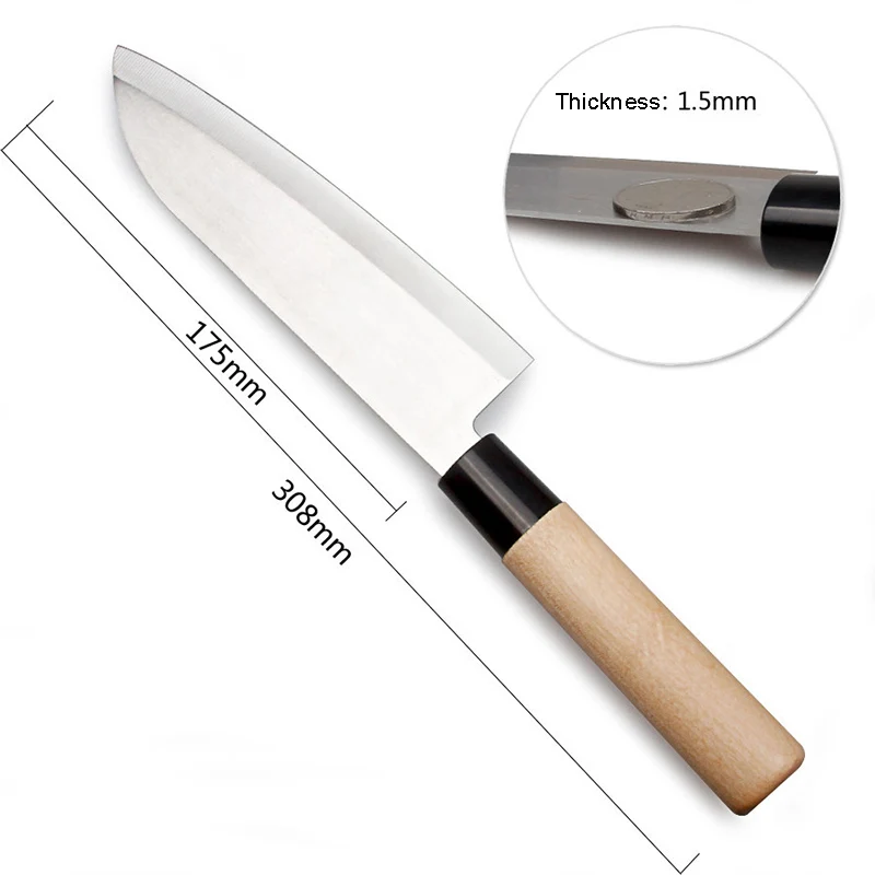 Кухонный нож Santoku 3Cr13Mov бесшовный острый из нержавеющей стали шеф-повара для рыбы
