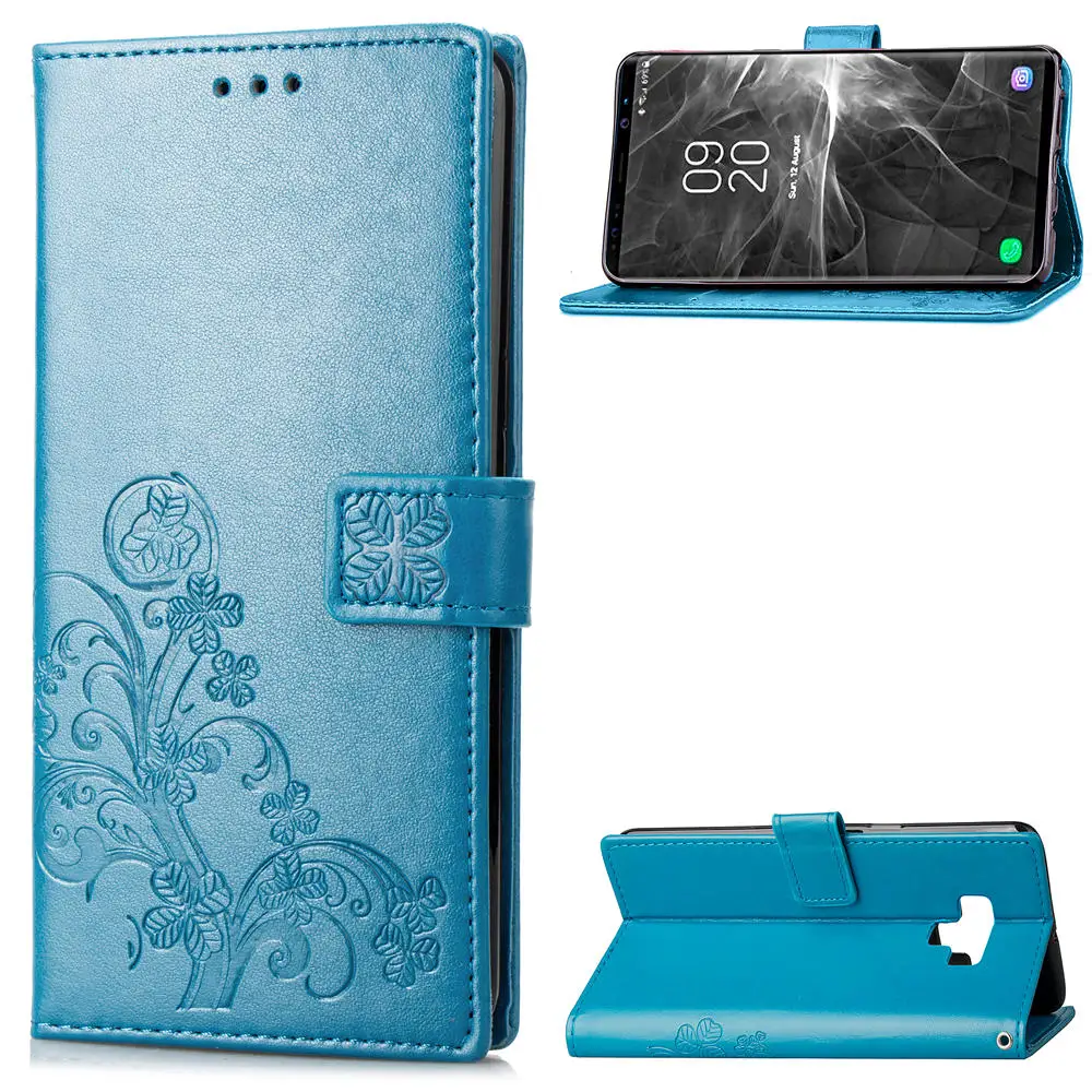 

Four Leaf Clover Case for Samsung Galaxy A3 A5 A7 2017 A5 A6 A7 2018 Note9 Flip Wallet Case PU Leather Phone Coque Hoesjes