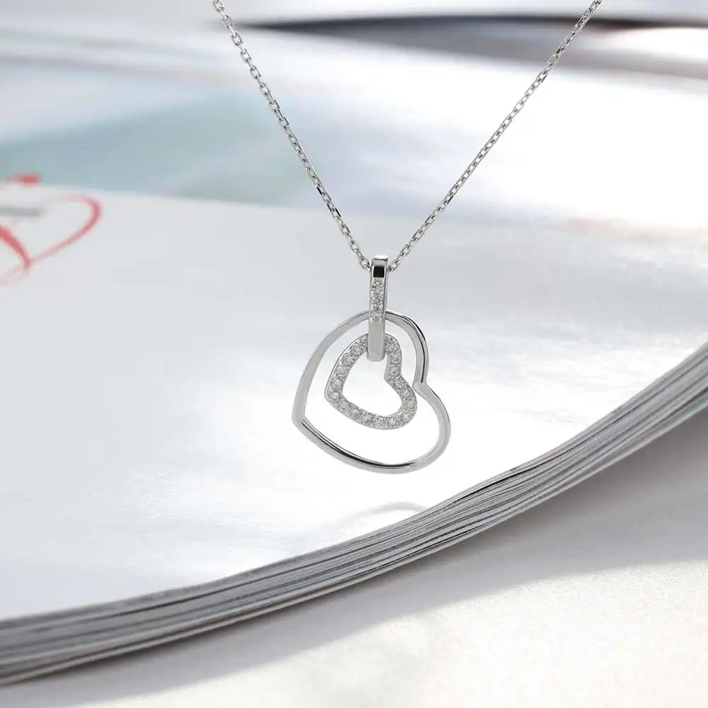 Классический Дизайн с сердечком любовь кубического циркония 925 пробы серебро