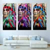multicolor vintage canvas poster prints feathered tribe girls canvas painting for home bedroom wall decor drop shipping