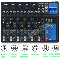 mixer 7 channel audio mixer with bluetooth usb 48v phantom power for recording dj stage karaoke music audio mixing console