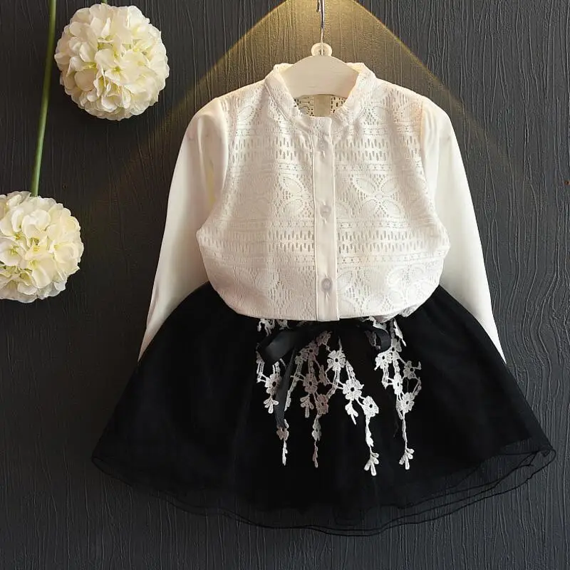 Осенний комплект одежды для девочек детская одежда малышей белая кружевная