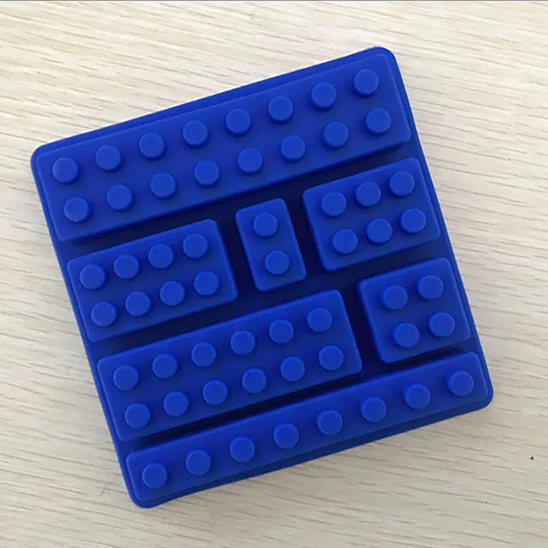 blue 1 шт. 7 отверстий лего кирпичные блоки формы DIY прямоугольный Силиконовый Лоток Для Льда помадки формы для шоколадного торта CT2144 - Цвет: blue