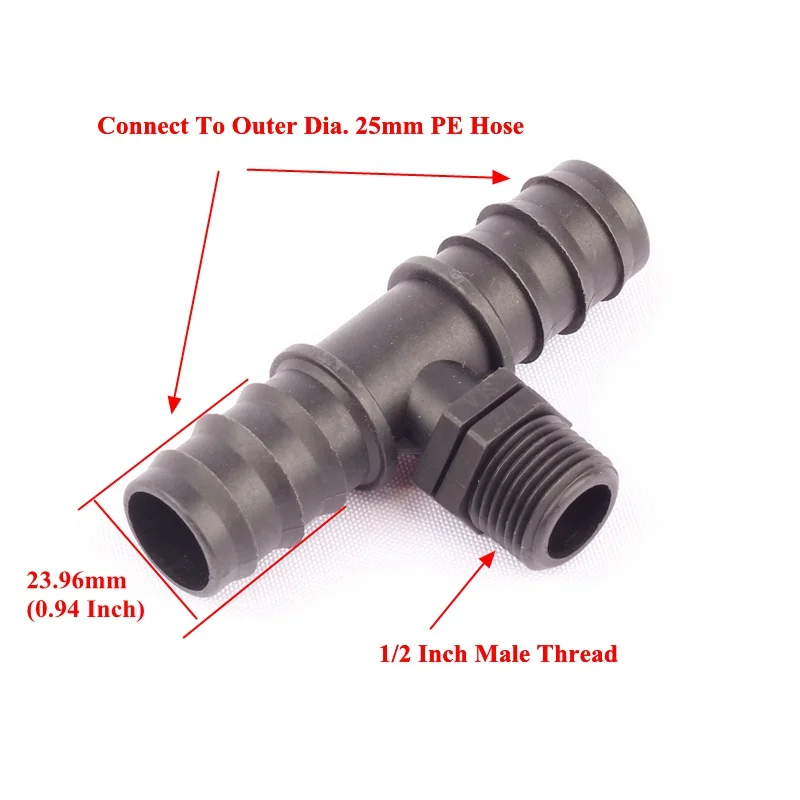 50 шт. наружная резьба 1/2 дюйма к стандарту DN25|tee connector|water splitterhose tees |