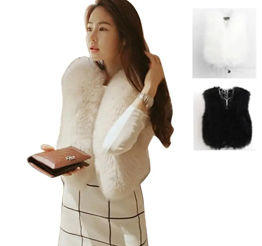 Жилет из искусственной кожи с кроличьим мехом осенне зимняя теплая куртка парка