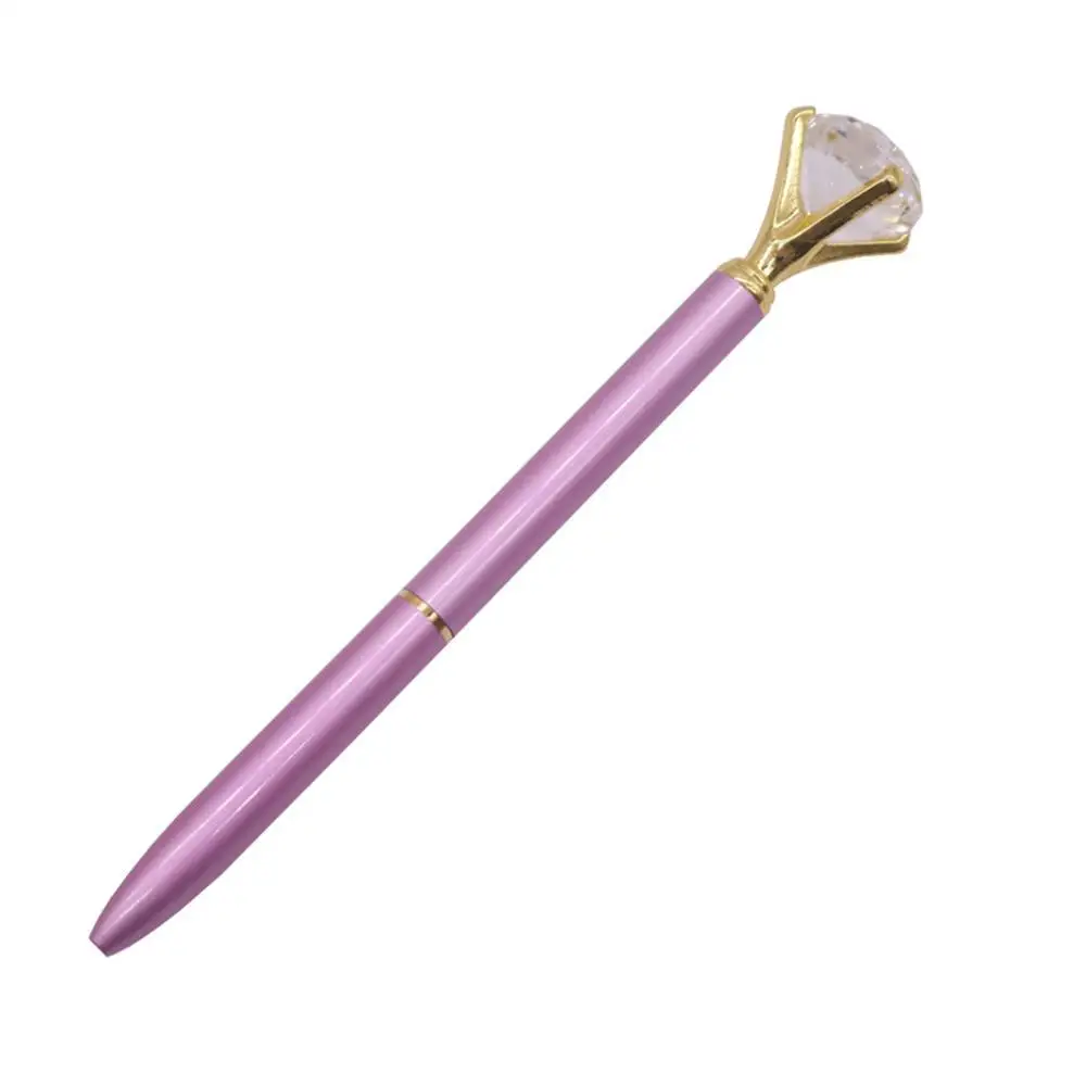 light purple 100 pcs 100 шт Роскошная кристальная ручка 14 см длинная Алмазная вафельная металлическая шариковая ручка 0,7 мм синяя ручка для письма Студенческая школьная Подарочная шариковая ручка - Цвет: light purple 100 pcs