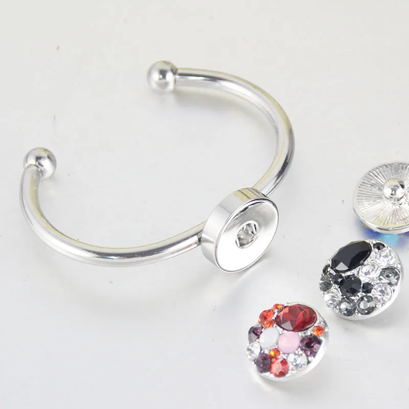 High Quality Fashion Women Men's Real Stainless Steel Cuff Bangels Diy Snap Button Bangles Bracelets Fit 18mm DIY Snaps Jewelry |