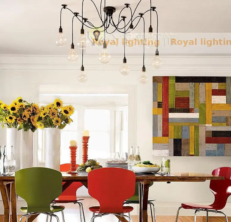 Бар творческий ретро промышленные подвесные светильники 10 Огни E27 Железный кулон