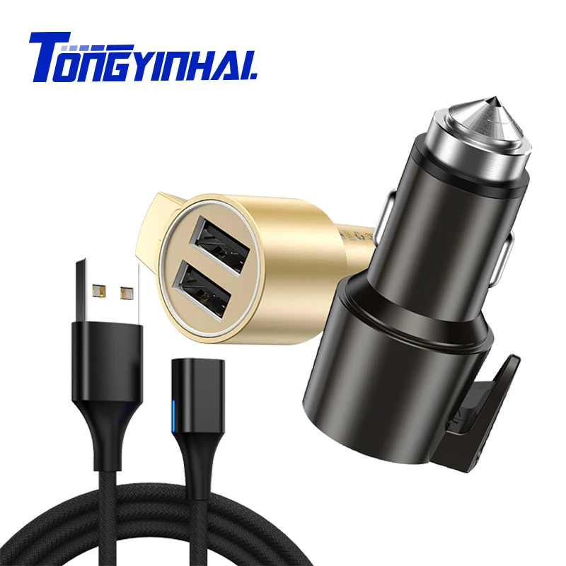 Tongyinhai QC3.0 Dual USB Автомобильное зарядное устройство 3 в 1 USB кабель Магнитный телефон зарядка для Iphone Android телефон Быстрая зарядка кабель Шнур