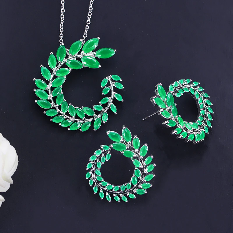 Ожерелье и серьги женские с фианитом серебристого цвета|necklace and earring set|necklace