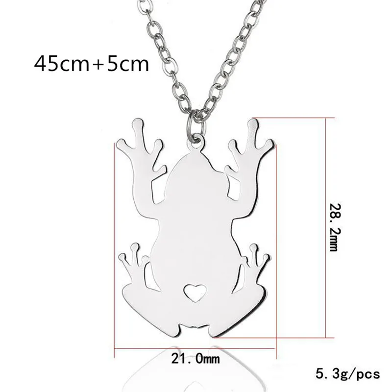 

Wholesale Trendy Frog Stainless Steel Necklace Frog Heart Pendant Necklace Women Fashion Frog Jewellery Gift