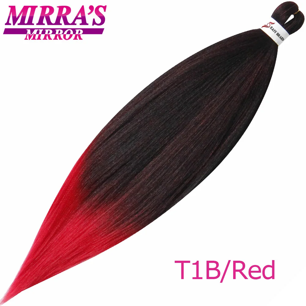 T1B/красный Mirra's Mirror's Mirra's Mirror, косички для волос, Омбре, предварительно растягивающиеся плетеные волосы, синтетические волосы кроше для наращивания 2" 26" EZ Professional - Цвет: T1B/красный