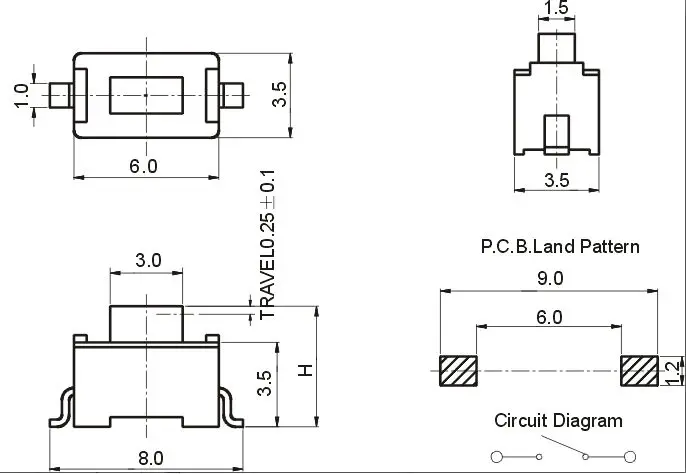 YYT 100 шт. 3*6*5 pin SMD чип Переключатель кнопочный переключатель мм Автомобильный