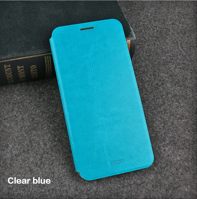 MOFi для Xiaomi Redmi 5 чехол Мягкая задняя крышка стальная пластина внутри чехол s для Redmi 5 из искусственной кожи чехол Флип Стиль чехол для телефона s - Цвет: Небесно-голубой